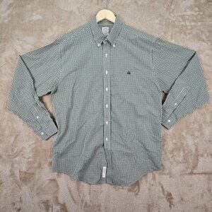 Brooks Brothers Dress Shirt Non-Iron Plaid Long Sleeve Button Down Men's Size L